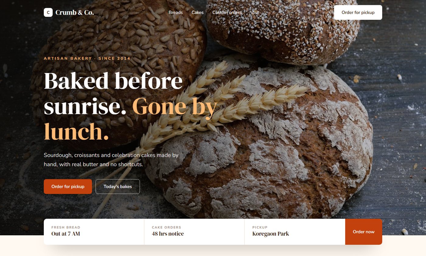 Crumb & Co. sample website