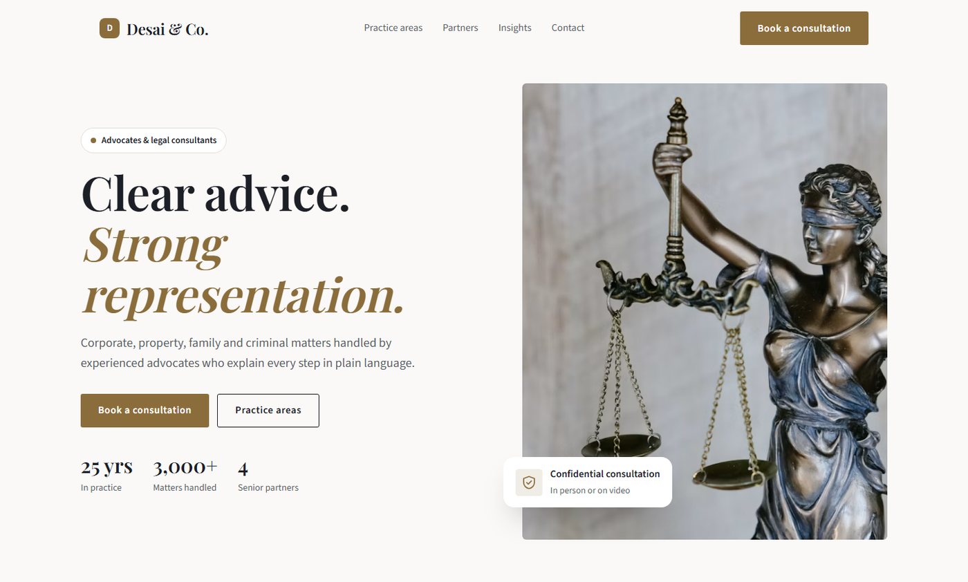 Desai & Co. sample website