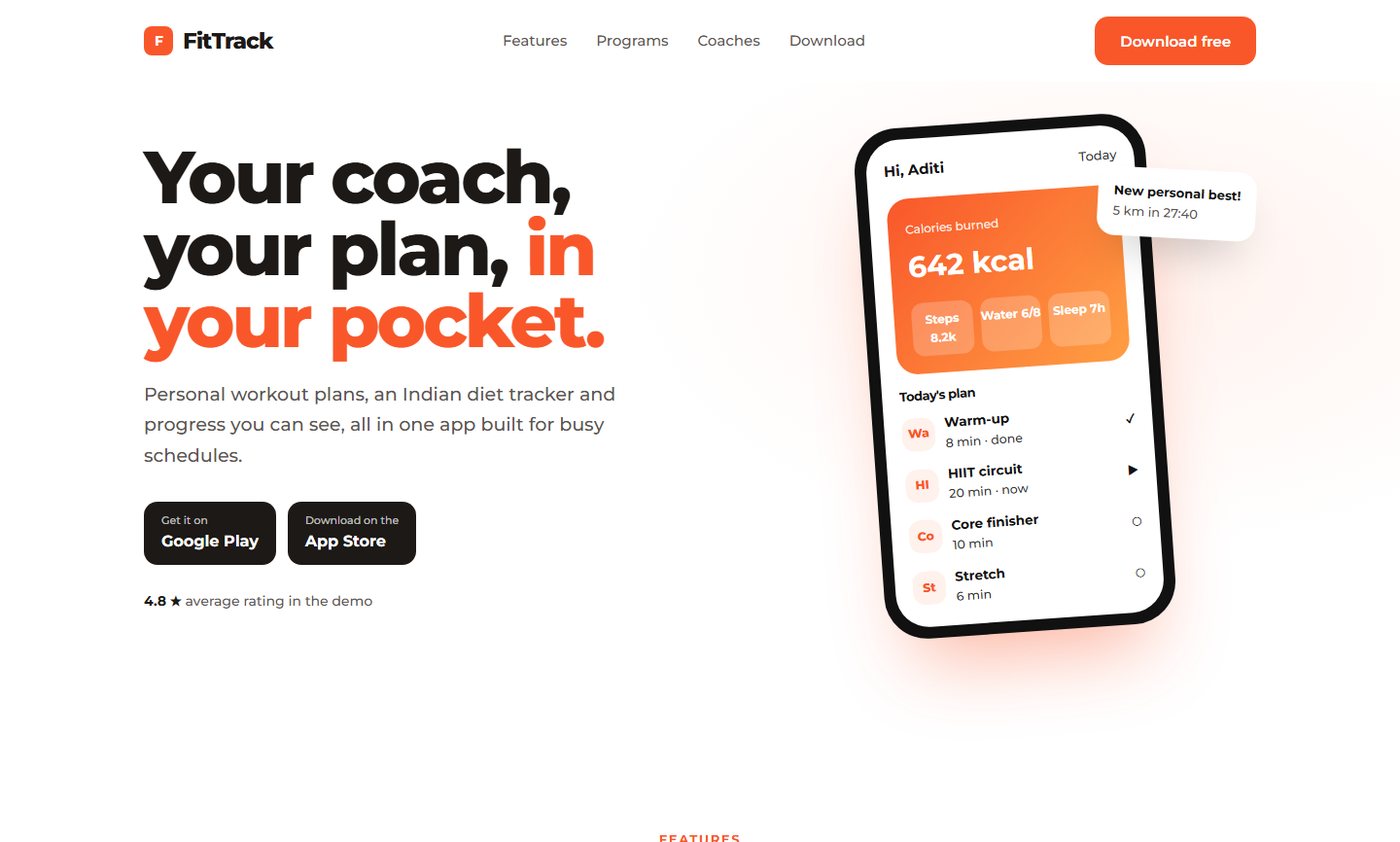 FitTrack sample website