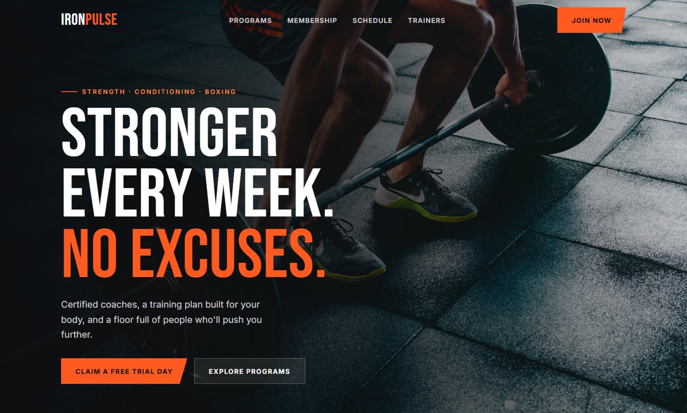 IronPulse Fitness sample website