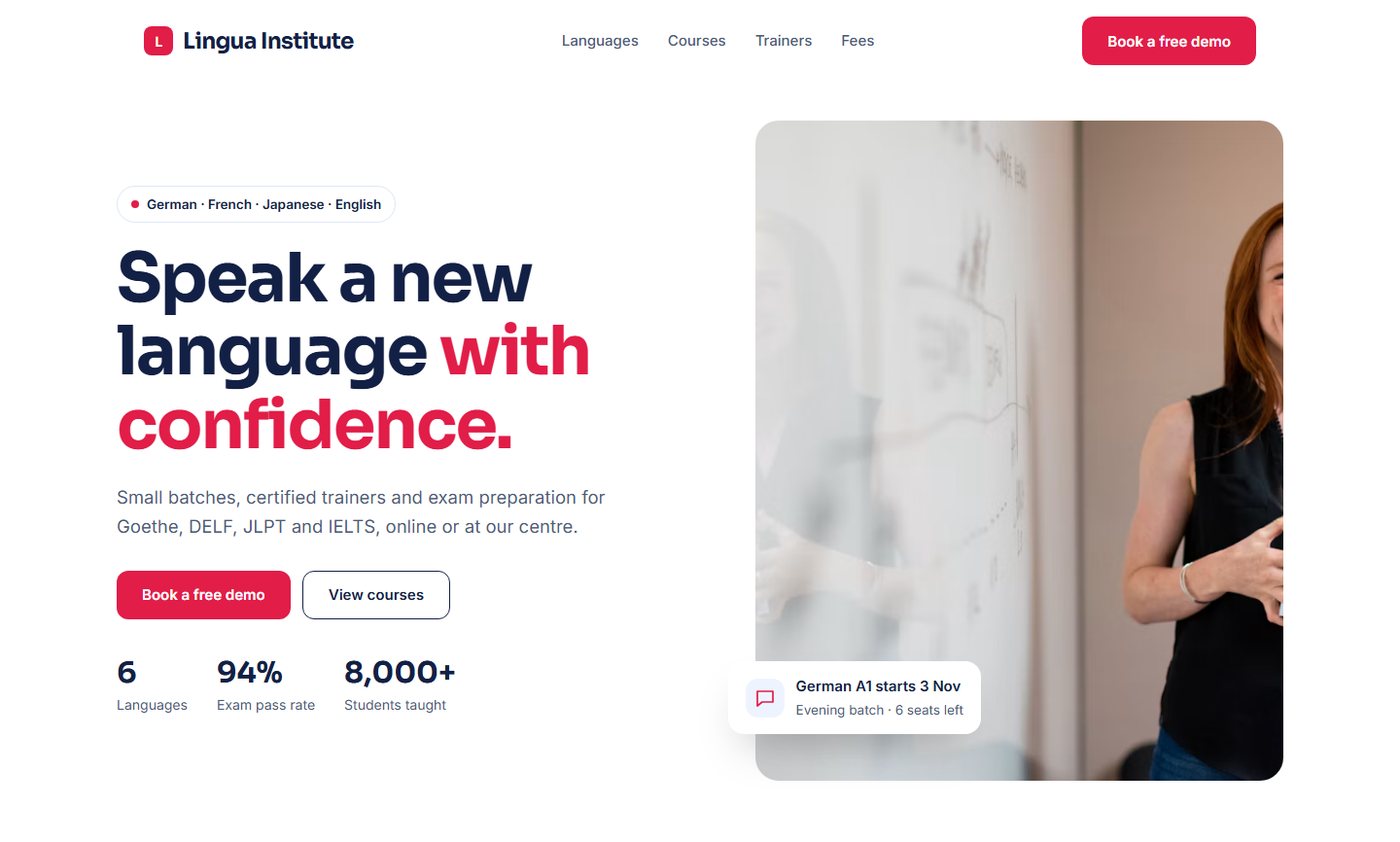 Lingua Institute sample website