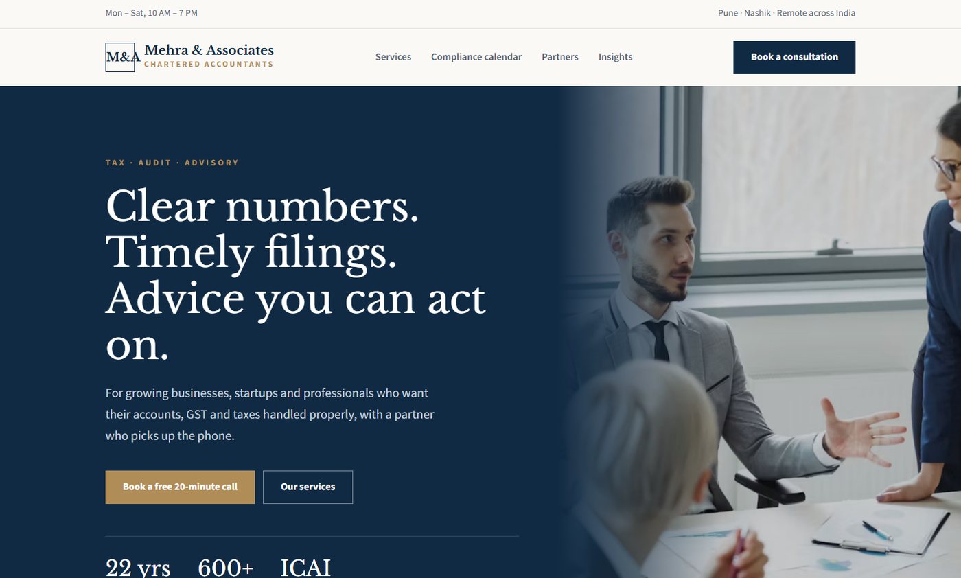 Mehra & Associates sample website