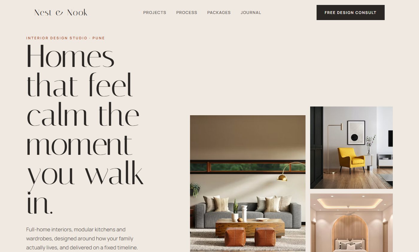 Nest & Nook sample website