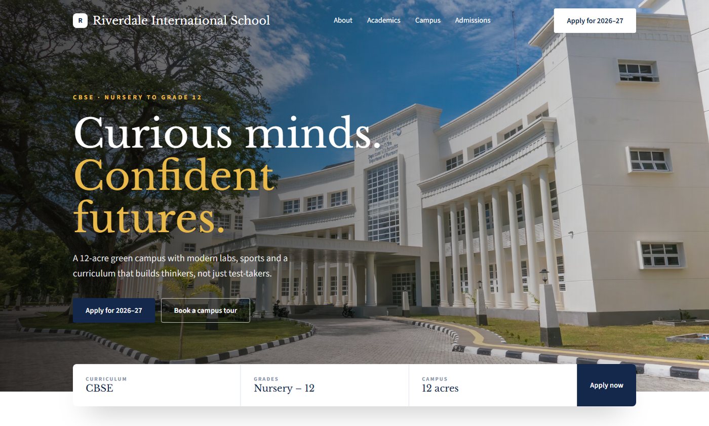 Riverdale International School sample website