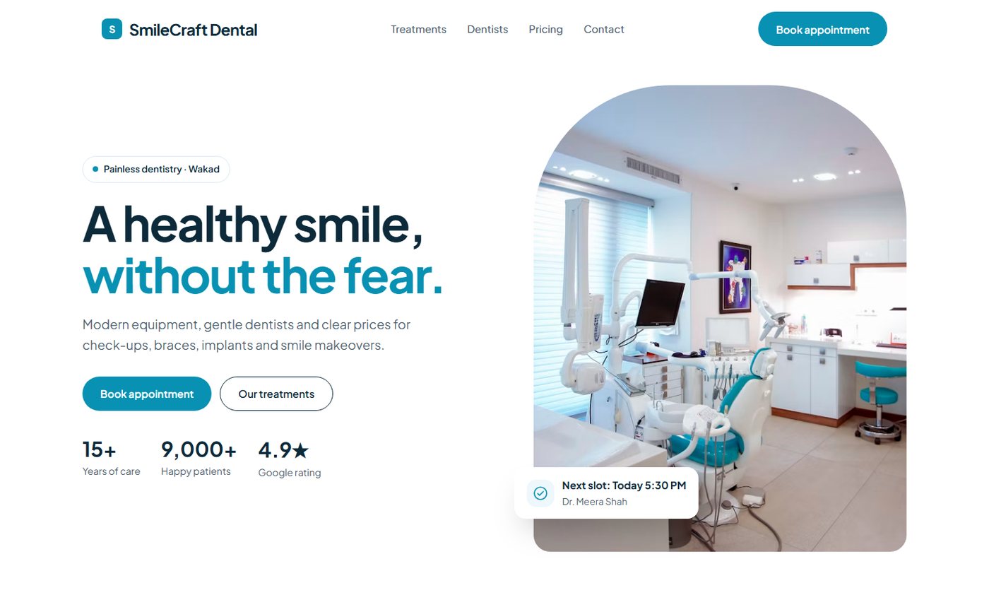 SmileCraft Dental sample website